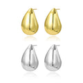 EH1591 Trendy Plate Gold Color Chunky Waterdrop Dupes Stud Earrings for Women Personality Glossy Teardrop Earrings Jewelry Gift