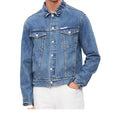 Organic Cotton Men Custom Denim Jacket With Zipper Closure Winter Down Material Comfortable Outerwear for Cold Season