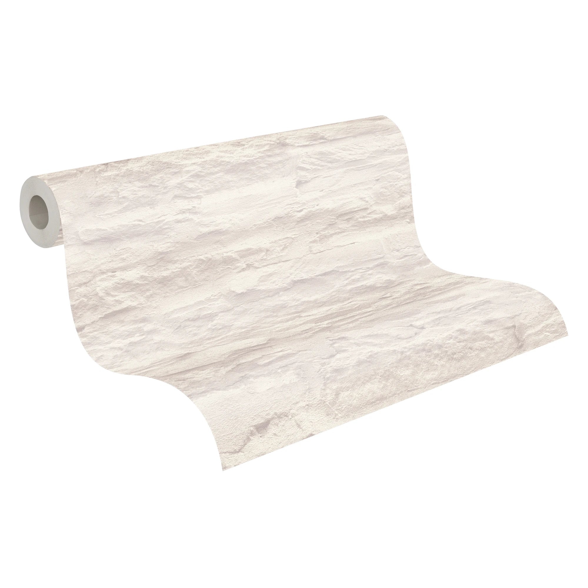 Made in Germany - Wallpaper rolls Stone Cream White - Non Woven Vinyl - Modern Wallpaper Stone Look for Walls - 1005 x 053 m