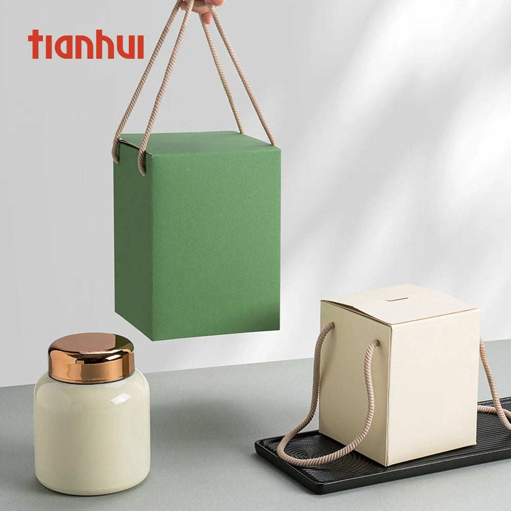 Tianhui Unique Packaging Foldable Cardboard Box With Handle for Snack Packaging Personalized Custom Tear Box