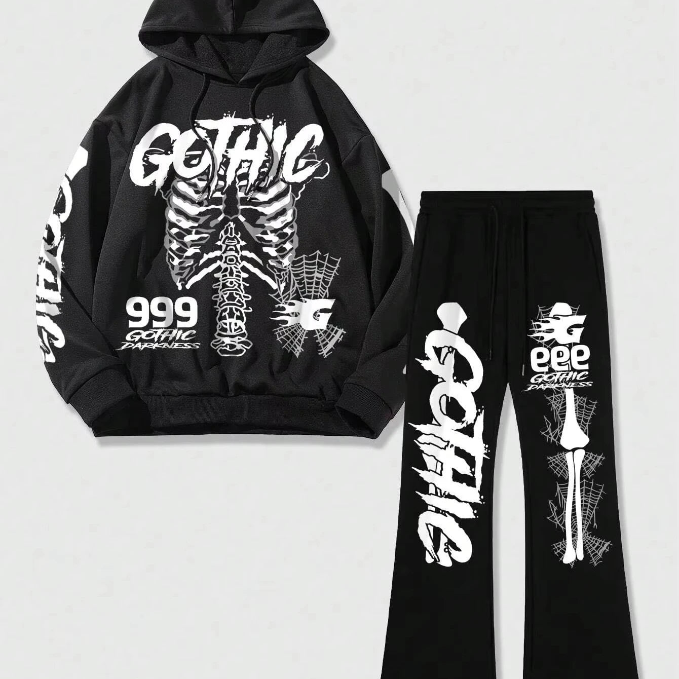 Wholesale Custom Men's High Quality Fashion Print Screen Printing Production Process Autumn Hoodie Set