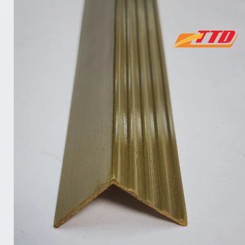 Durable Grooved V Brass Trim for High Traffic Areas Anti-Slip Tile Accessory That Enhances Safety and Style