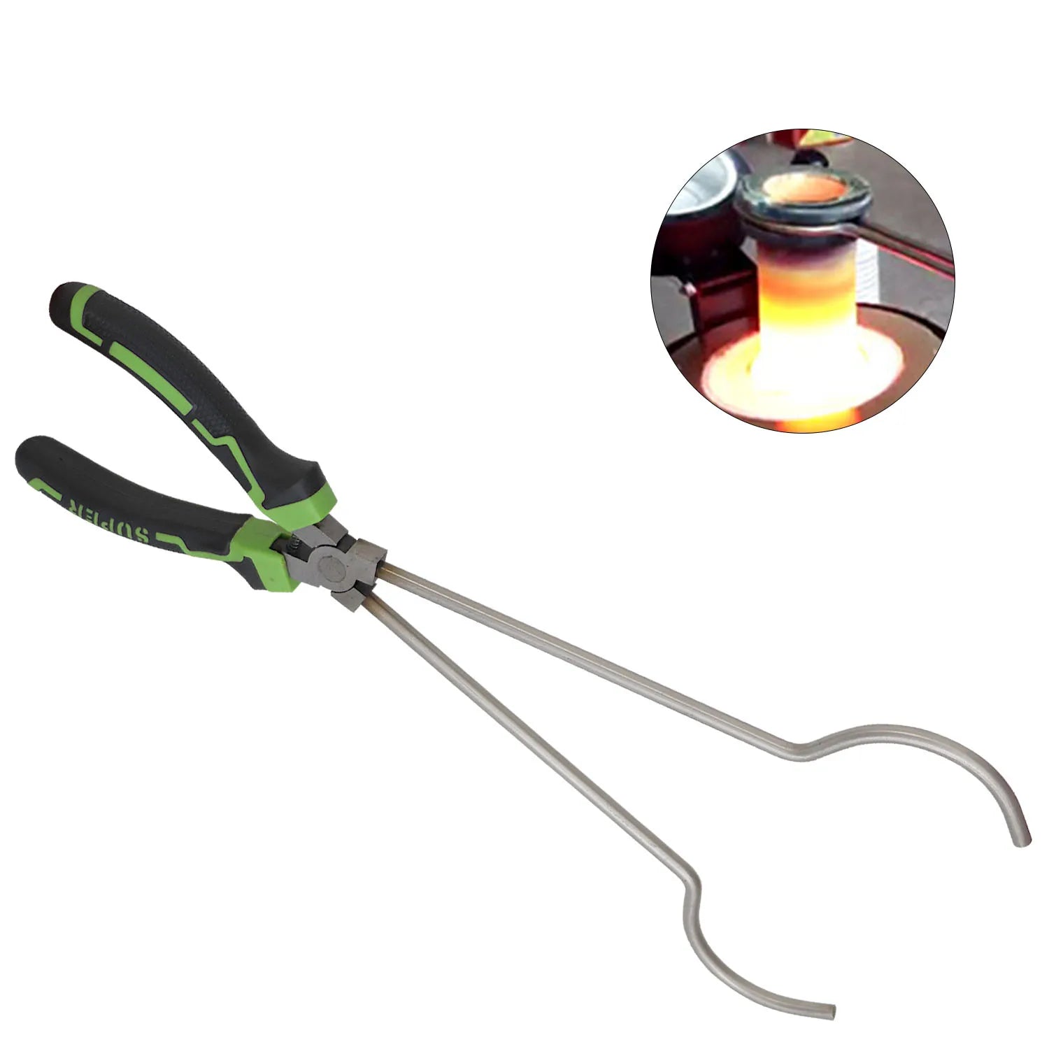 Boasta Stainless Steel Crucible Tong 362mm High Heat Resistant Clamp for 2"-5.75" Crucibles Melting Casting Tool