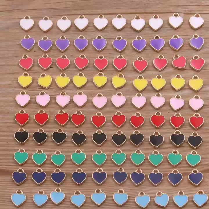 Love Shape Metal Alloy Drop Oil Pendant Enamel Heart Charm Pendant for DIY Keychain Bracelet Necklace Jewelry Making Accessories