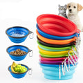 Eco-Friendly Foldable Collapsible Silicone Bpa Free Travel Camping Cat Dog Food Water Bowls with Carabiner Clip