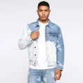 Fashion Custom Denim Jacket Acid Washing Men Denim Jacket Hole Distressed Denim Jacket Vintage Wholesale