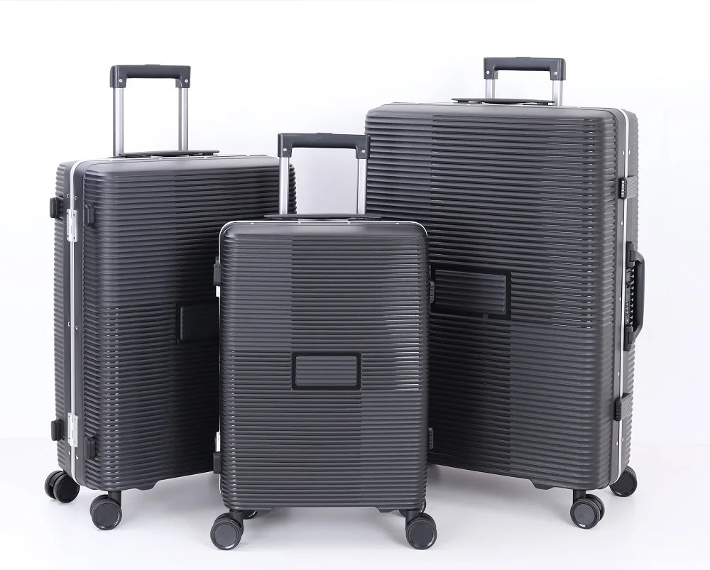 Premium New PP Aluminum Frame 3 Pieces Luggage Set TSA Lock & Silent Wheels Luxury Travel Suitcases 20/24/28 Inch