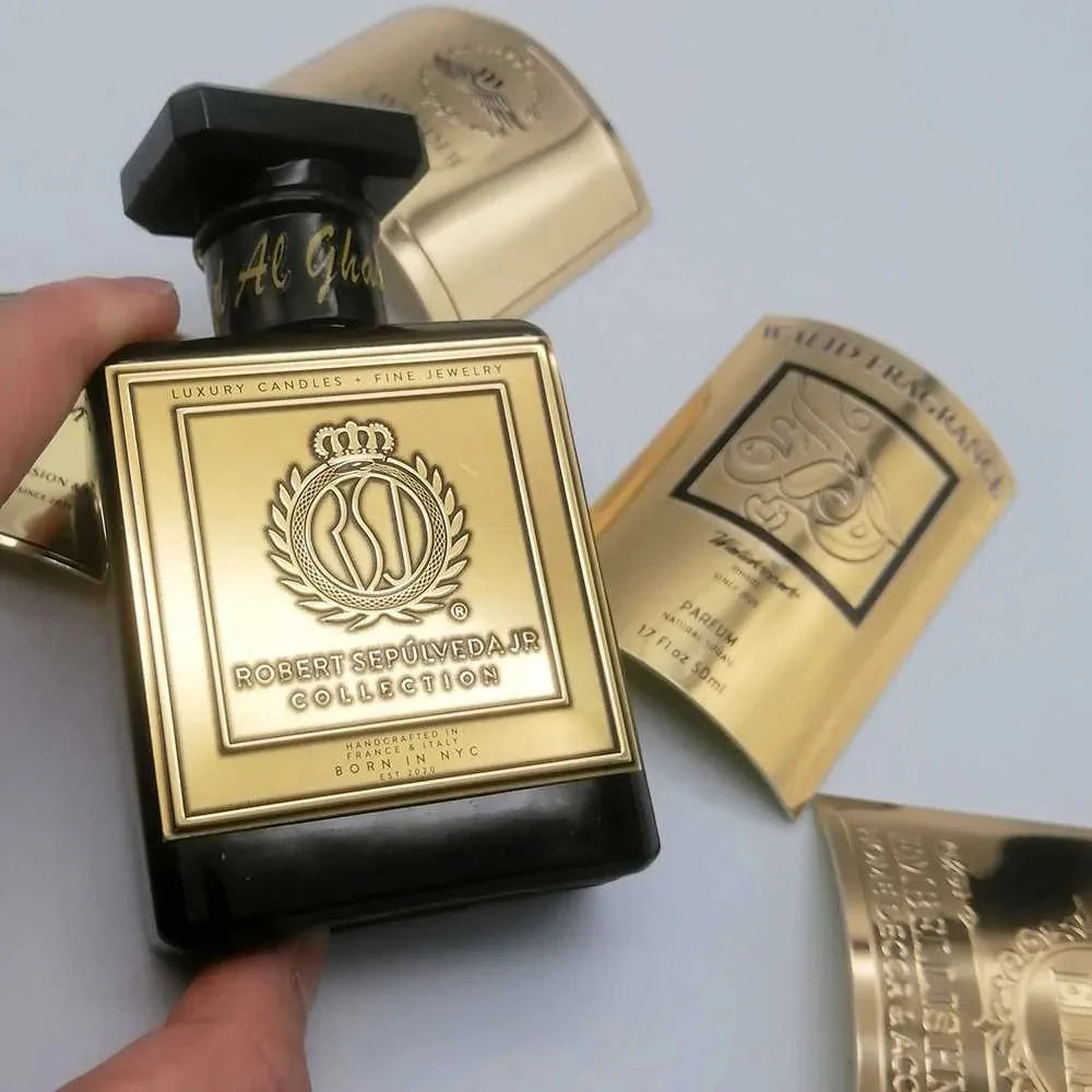 High Temperature Resistance Waterproof Luxury Perfume Cosmetic Label Sticker Vinyl PP PET Metal Transfer Label Sticker for Label MegaBDM