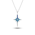 AZURIS 925 Silver Fine Pendant Necklace with Colorful Stone Featuring a Polar Star Design Turkey