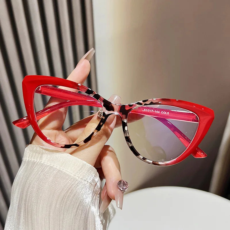 2025 Custom Logo Trendy Vintage Computer Optical Prescription Computer Glasses Colorful Cat Eye Anti Blue Light Glasses Women