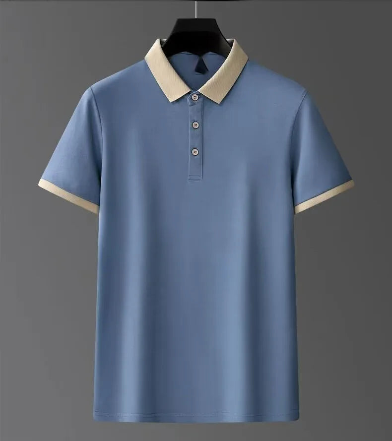 Oem customized summer men's polo shirt short sleeve business casual contrast collar lapel top tshirt trendy half sleeve