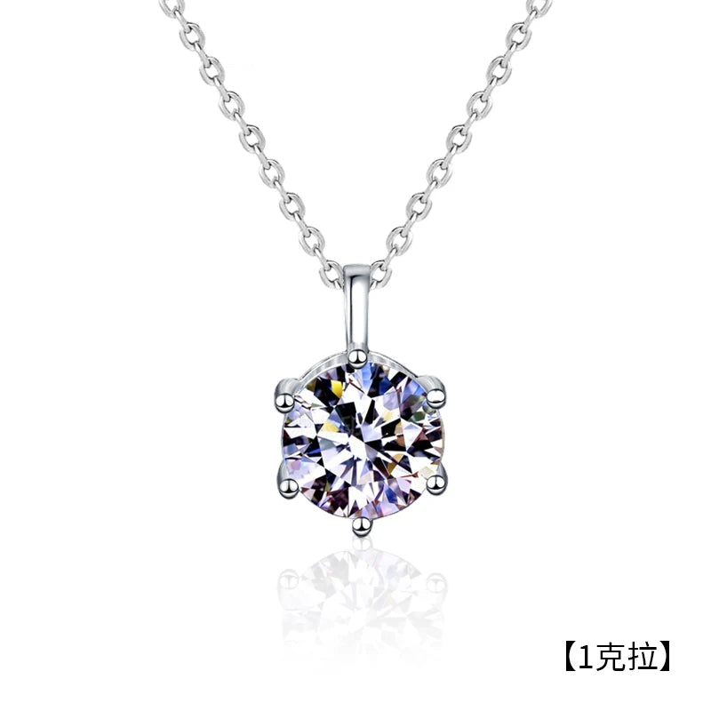 XMZ004 925 Sterling Silver Luxury Romantic 1/2CT Moissanite Wedding Pendant Necklace Classic Fine Jewelry for Women