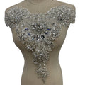 New Style Silver Wedding Dress Motif Lace Encrusted Hand Make Bling Bling Crystal Beads