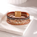 Hot Sale Bracelet for Women Multi-layer Braided Leather Magnetic Clasp Hand Jewelry in Stock MegaBDM