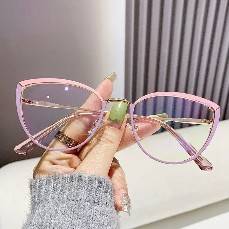 Custom Logo Blue Light Blocking Optical Eyewear Cat Eye Photocromic Sun Glasses with Oval Frames Customizable Eyeglasses