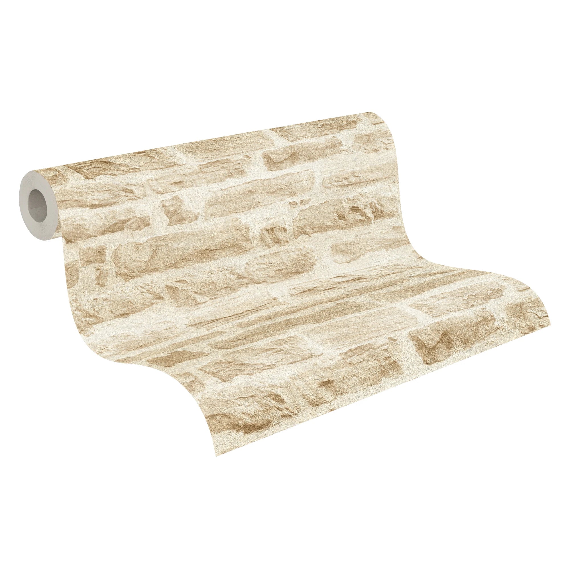 Made in Germany - Wallpaper Rolls Stone Beige Cream - Non Woven Vinyl - Wallpaper Stone Look - 1005 X 053 m