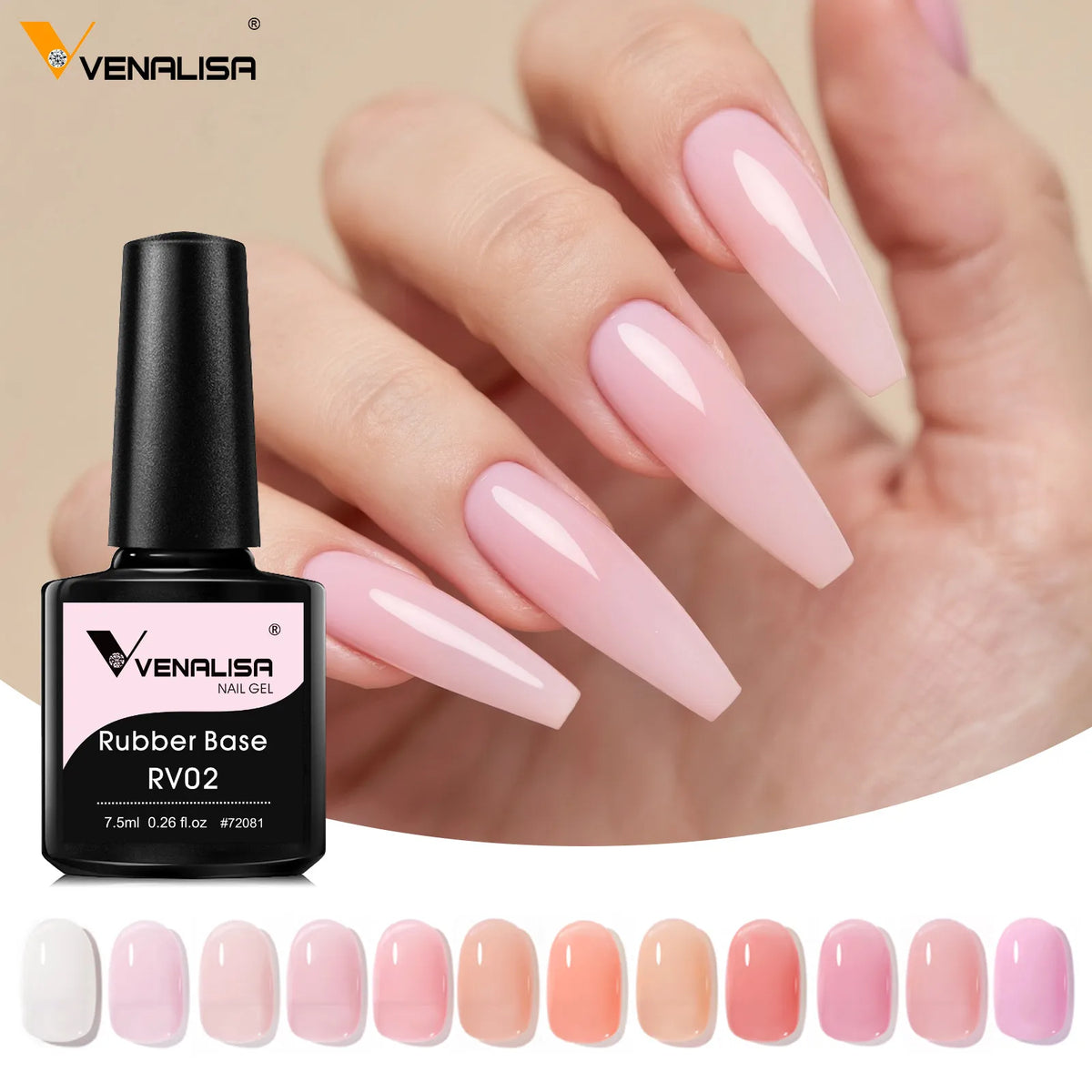Venalisa Nail Art Rubber Basecoat 7.5ML Soak Off UV/LED Camouflage Color Rubber Base Top Coat for Gel Lacquer Nail Designs MegaBDM