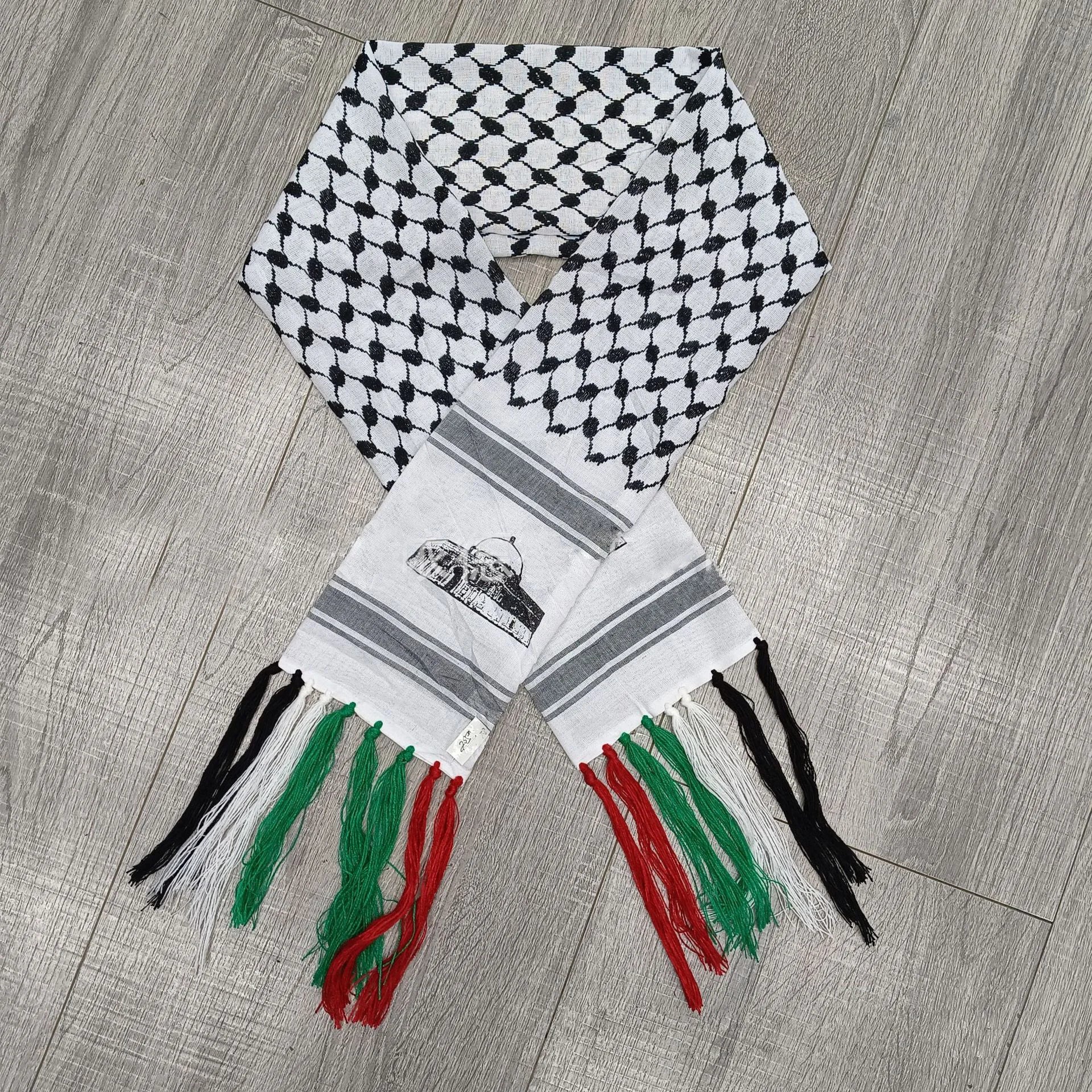 Middle East Arab Ethnic Foulard Palestine Keffiyeh Jacquard Hijab Scarf for Men
