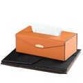 Orange PU Leather Foldable Napkin Dispenser for Restaurant Rectangular Holder Pumping Paper Home Foldable Tissue Box Holder MegaBDM