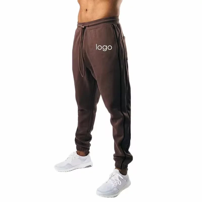 Customized Logo Casual Cotton Ankle Tied Gym Sweatpants Trousers Men's Jogging Pants