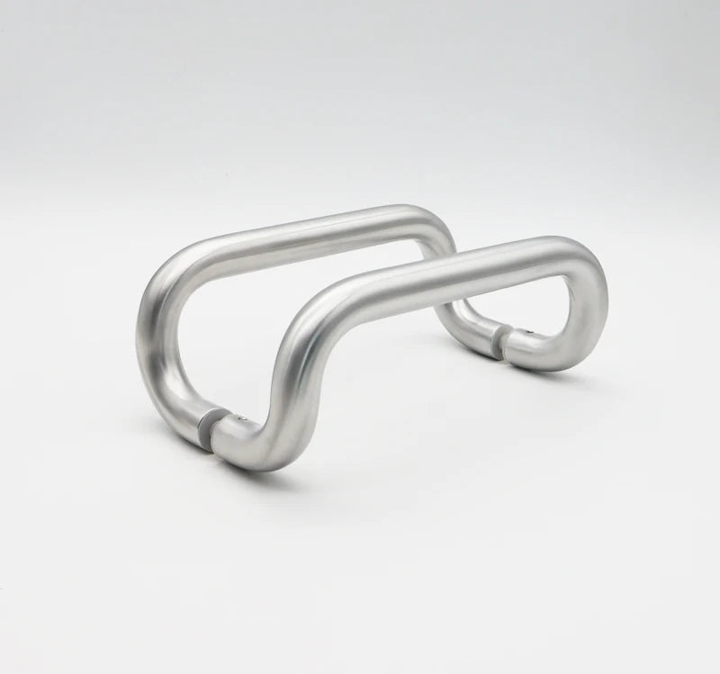 Ready Stock Stainless Steel 201 Tempered Glass Mount Curved Offset Aluminum Pull Door Handle for Door
