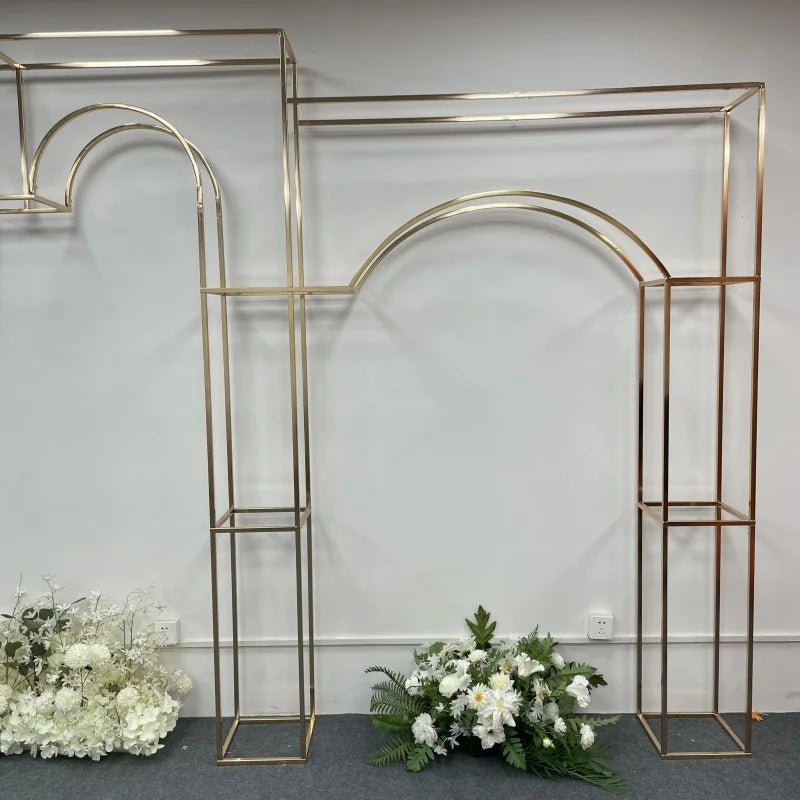 Iron Heart-Shaped Luxury Metal Flower Frame Arch Shiny Gold Wedding Stage Stand Perfect Event Party Props for Wedding Backdrops