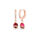 Azuris 925 Sterling Silver Rose Gold Hoop Earrings Fine Cuff CZ Tourmaline Stone Drop Jewelry Gold Plated Wedding Jewelry