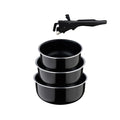 Bergner Click&Cook Set of 3 Saucepans 16/18/20cm Pressed Aluminum Black + Removable Handle