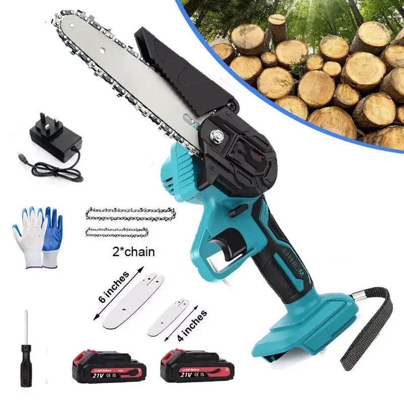 Mini Chainsaw 6-Inch Electric Chainsaw Cordless Portable Hand Small Chain Saw with 2 Batteries
