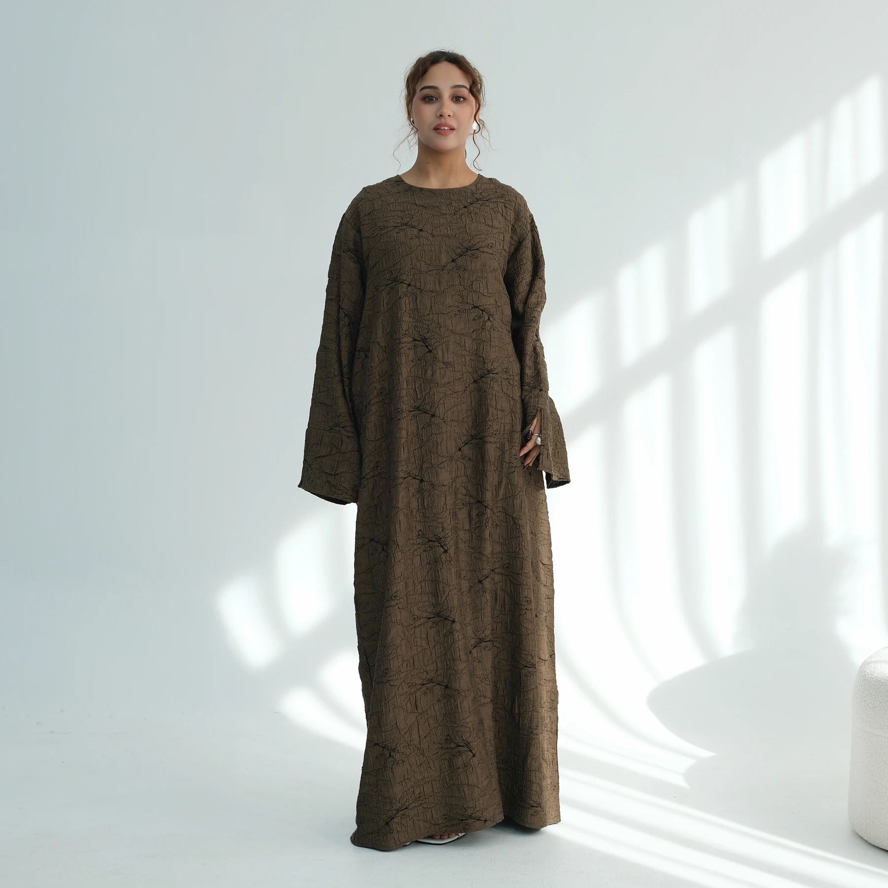 Loriya Abaya 2026 Premium Soft Textured Abaya Women Muslim Dress Coffee Crinkle Long Dress Muslim Women Modest Dress
