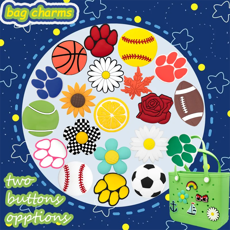 Tote Beach Letter Number Charms Pvc Big Size Animal Sport Ball  Rubber Custom Beach Rugby Baseball Bag Charm Accessories Charm
