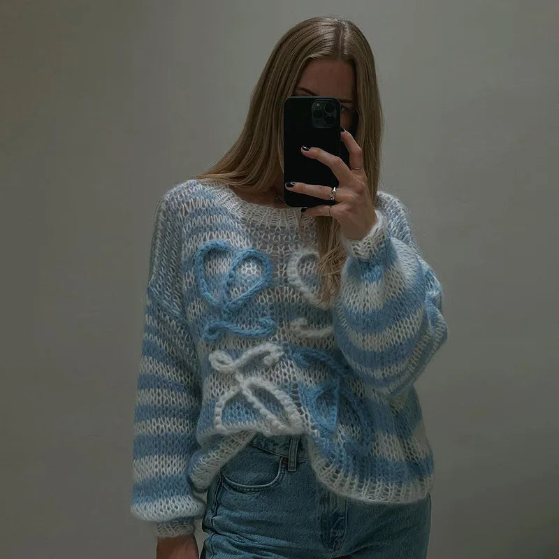 2026 Autumn Winter New EU/US Women's Sweater - Sweet Fresh Lazy Style Versatile Crew Neck Pullover Knit Top