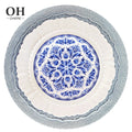 Factory Wholesale Blue Lace Charger Plate Dishwasher Safe Ceramic Tableware Set Bone China Blue Floral Ceramic Bread Plates