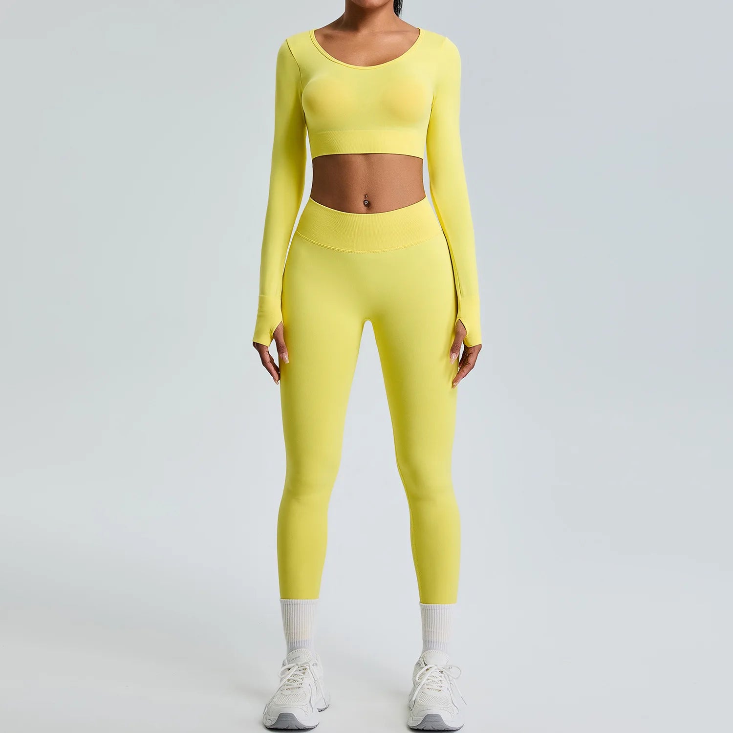 Cross-Border New Slim Seamless Yoga Set - Women's Booty-Lifting Tight Cycling & Fitness Outfit(Long-Sleeve+Pants)