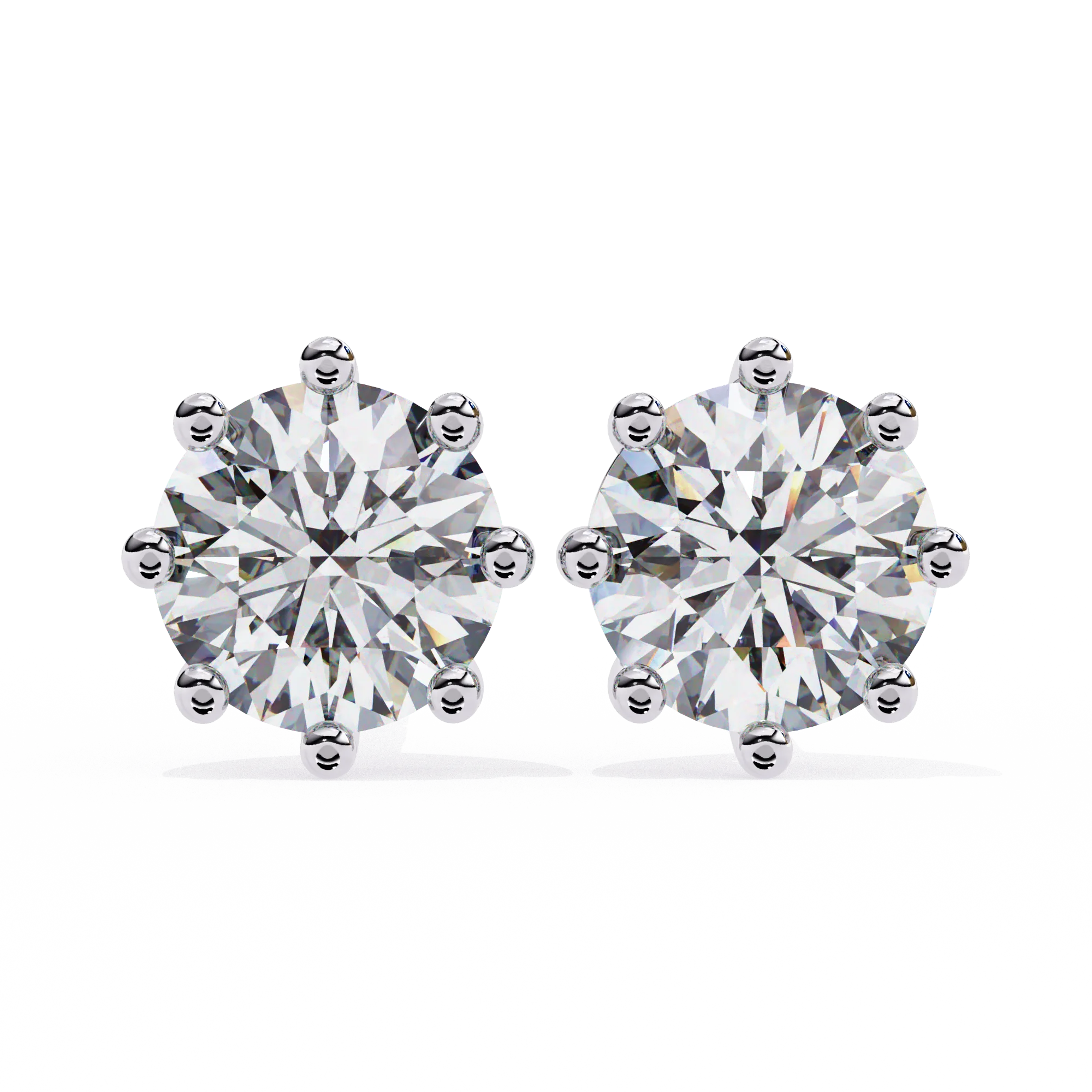 Classic Lab Grown Diamond Stud Earrings 14K White Gold Plated Women's Trendy Brilliant Cut IGI Certified Everyday Wedding Party