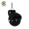 1.5 Inch Black PP Ball Swivel Caster with 5/16" x 25mm Threaded Stem and Electrophoretic Coating for Furniture