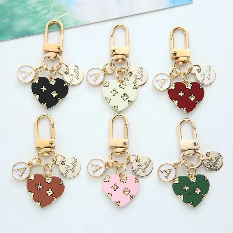 Heart Keychain Acrylic Bling Crystal Key Chains Valentines Day Gift Bag Pendant Accessories Letter Keyring Heart Shaped Keychain
