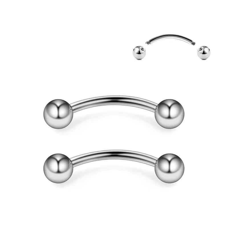 Seamless Sleep Comfort F136 Titanium Eyebrow Stud External Thread Curved Bar Hypoallergenic Body Jewelry for Daily Wear