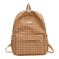 Customized Logo INS Style Corduroy Backpack for Girls Junior High School Students Large Capacity Leisure Double Shoulder Bag