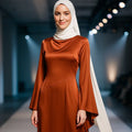 YXD151 High-end Red Satin Long Hijab Design Wide Hem Suitable for Formal Occasions Dress 2026 Eid Tiktok Ig Modest Wholesale