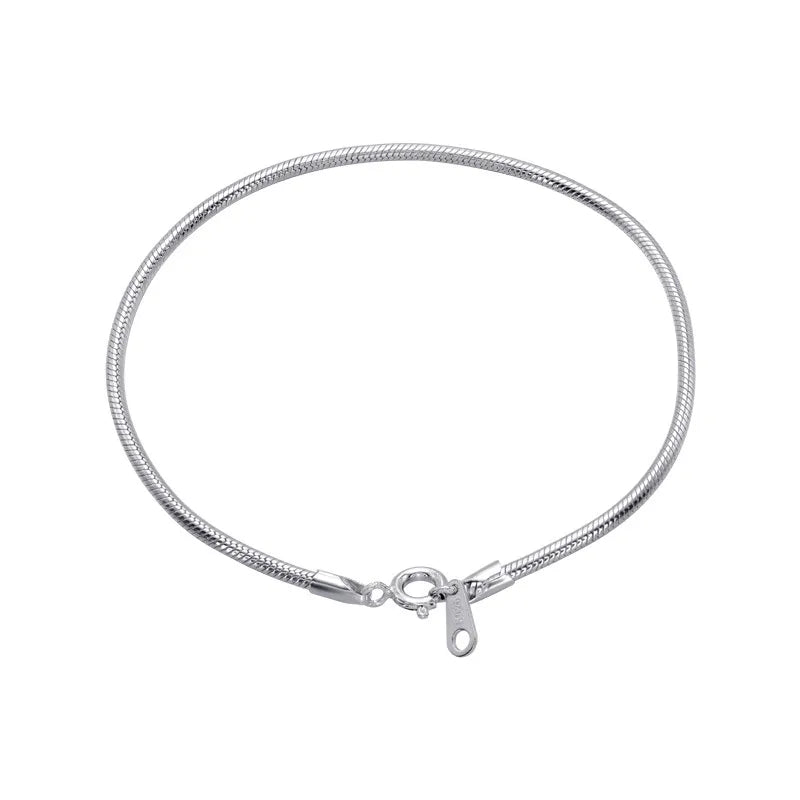Low MOQ Wholesale 925 Sterling Silver Classic Princess Cut Zircon Snake Chain Bracelets for Gift and Party Occasions