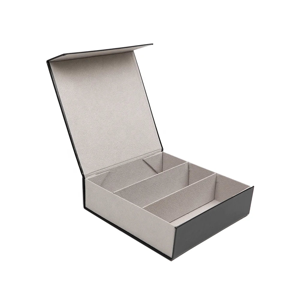 XUZE FC-307 Semi-Hard Rectangular 3-Slot Foldable Display Case for Sunglasses Portable Travel Case for Women Men Girls'