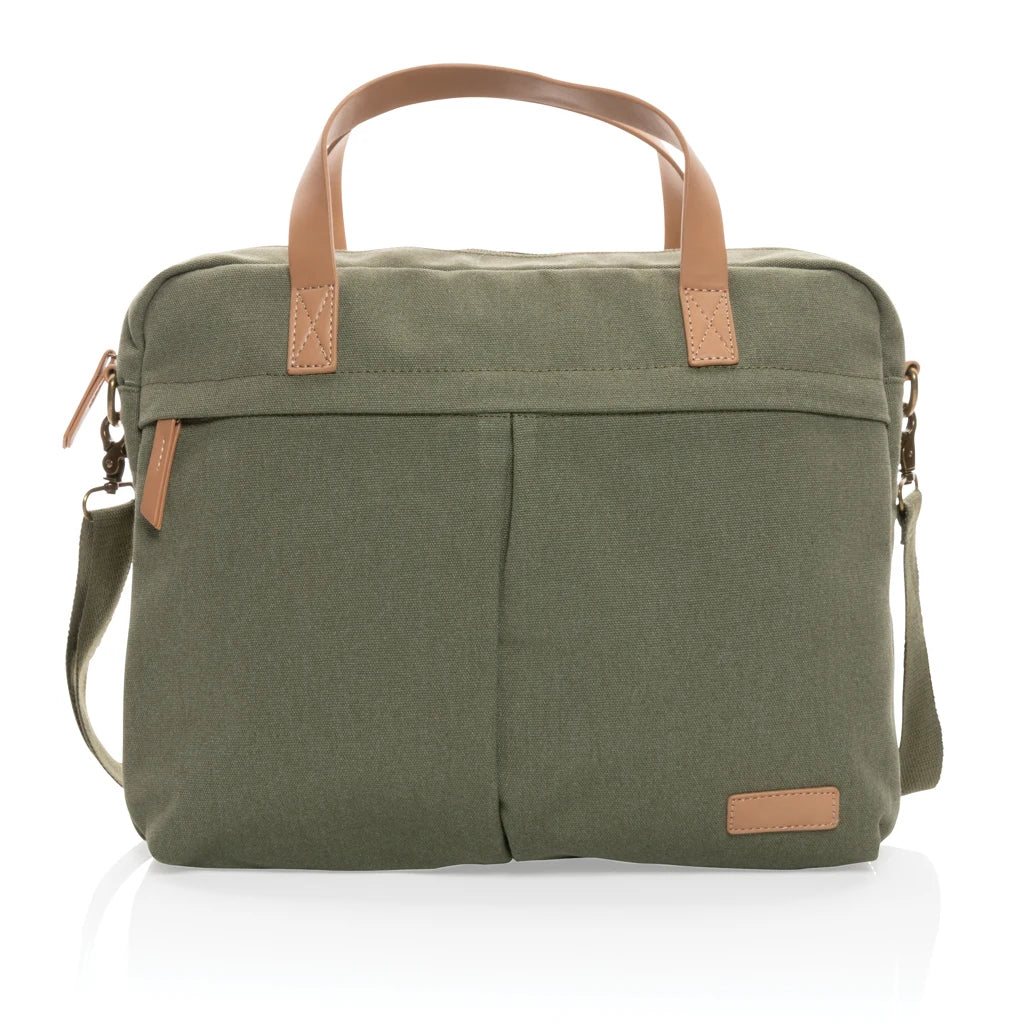 AWARE Recycled Canvas 16oz. Laptop Briefcase Impact-Resistant and Eco-Friendly