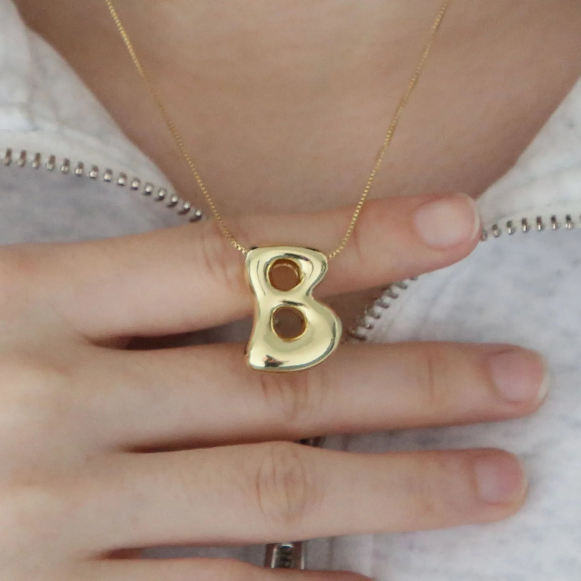Brass Material Box Chain Balloon Bubble Cute Style 26 English Letter a to Z Pendant Collar Plateado Liso Inical Balloon Necklace
