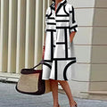 2025 Autumn New Product Fashionable and Elegant Polka Dot Printed Shirt-Collar Long-Sleeve Midi Dress
