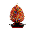 Hand Blown Glass Hummingbird Feeders for Outdoors Hanging with 5 Feeding Metal Stations Porch Backyard Decor