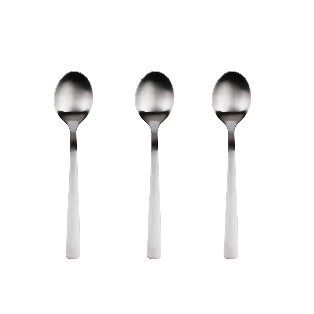 Set of 3 recycled stainless steel spoons matte root