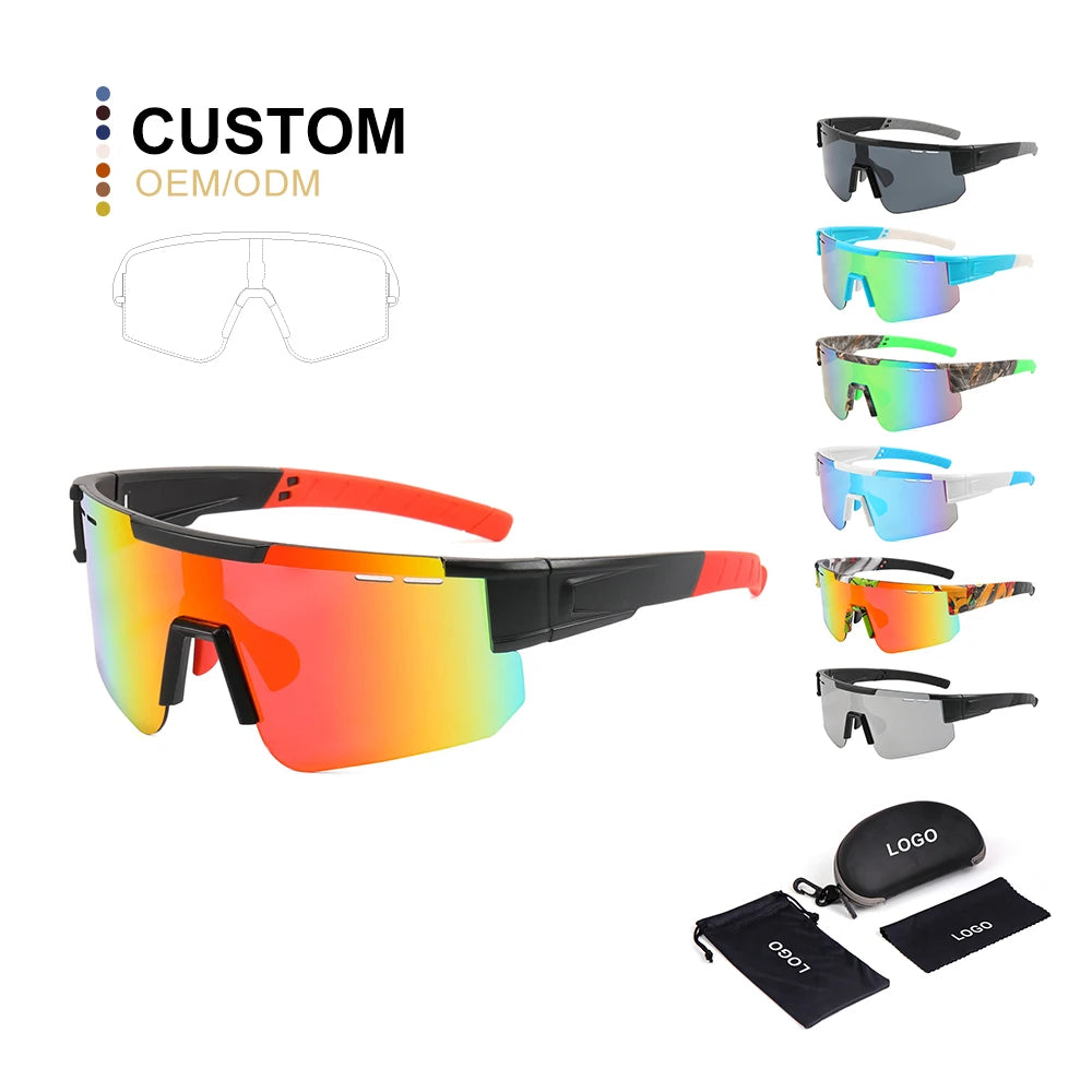 2024 Hot Sale Sunglasses Sport Outdoor Half Rimless Custom Logo UV400 Protection Cycling Sunglasses for Men and Women