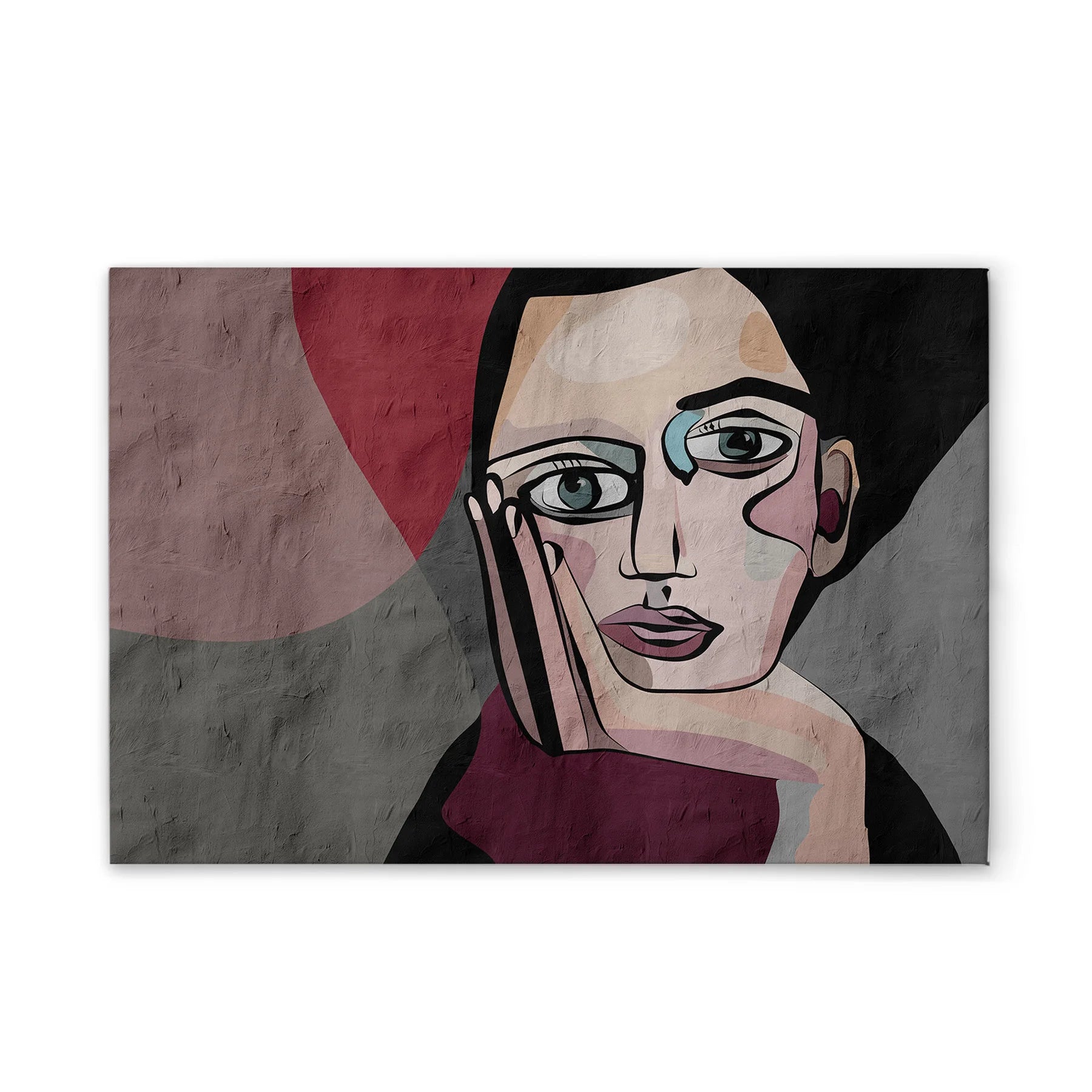 Made In Germany - Home Decor Canvas Picture Minimalist Abstract - Wall Mural In Grey And Colourful - Stretcher Frame Art