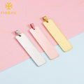 Wholesale Customized Logo Engraved Rectangle Pendant Stainless Steel Blank Bar Pendant Rose Gold Charms for Jewelry Making